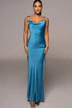 Blue Irresistible Satin Maxi Dress*JLUXLABEL Outlet