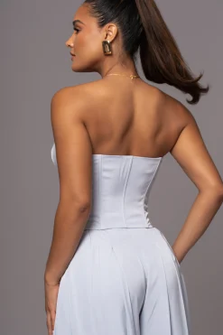 Blue Viv Satin Bustier Top*JLUXLABEL Outlet