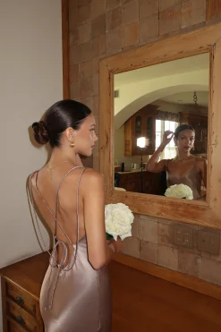 Bronze Promise Of Love Satin Dress*JLUXLABEL Best