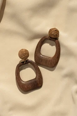 Brown Cove Wooden Earrings*JLUXLABEL Fashion