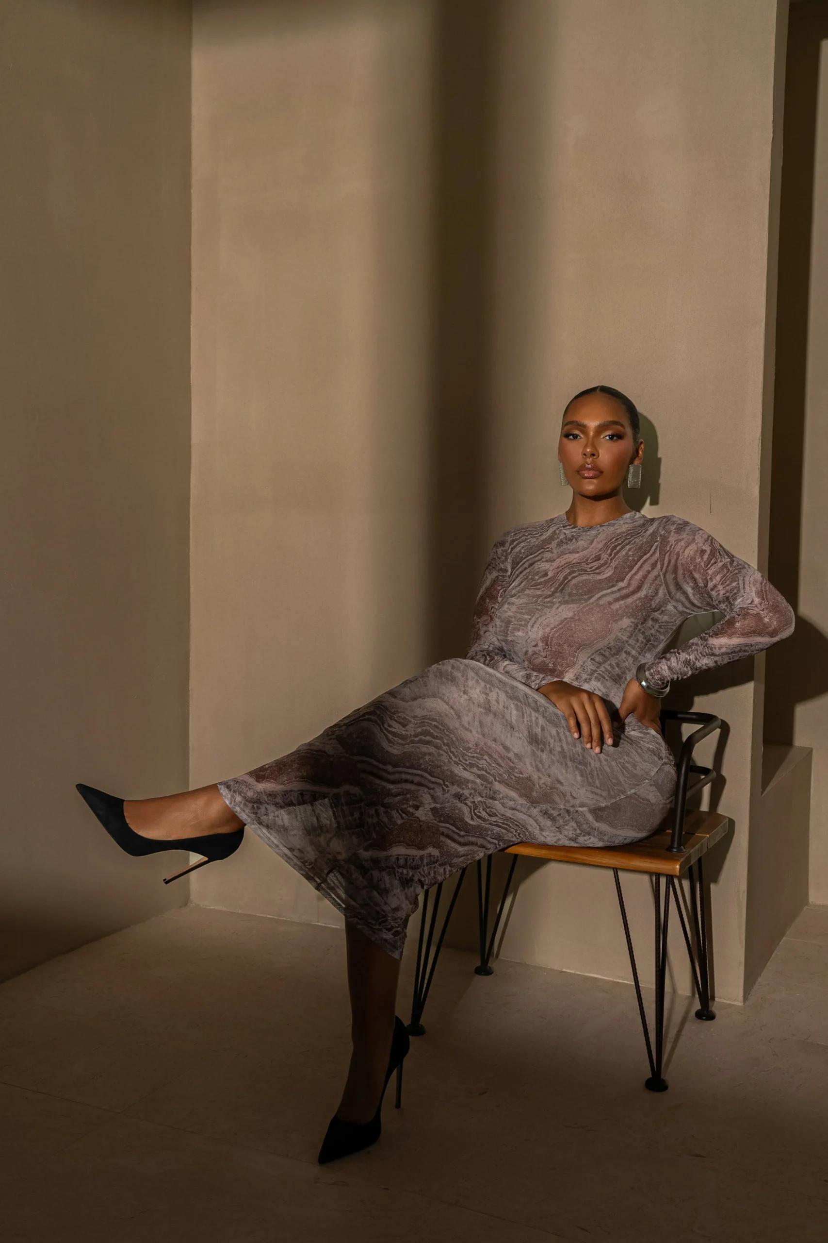 Brown Multi Solana Mesh Maxi Dress*JLUXLABEL Fashion