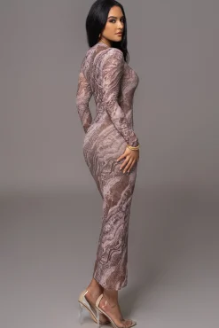 Brown Multi Solana Mesh Maxi Dress*JLUXLABEL Fashion