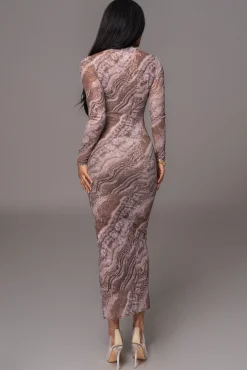 Brown Multi Solana Mesh Maxi Dress*JLUXLABEL Fashion