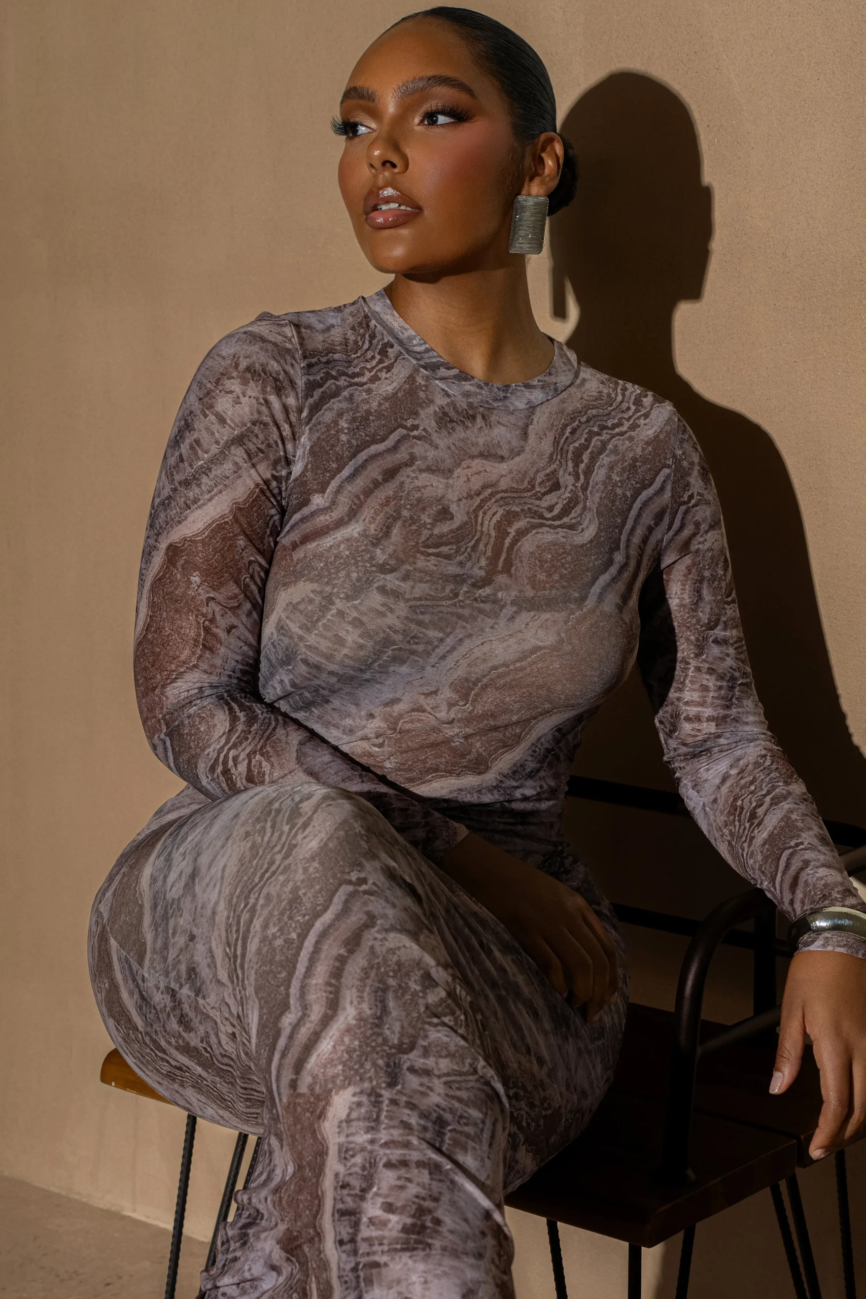 Brown Multi Solana Mesh Maxi Dress*JLUXLABEL Fashion