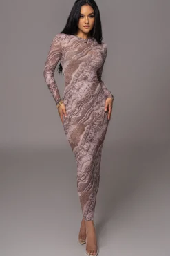 Brown Multi Solana Mesh Maxi Dress*JLUXLABEL Fashion