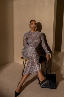 Brown Multi Solana Mesh Maxi Dress*JLUXLABEL Fashion