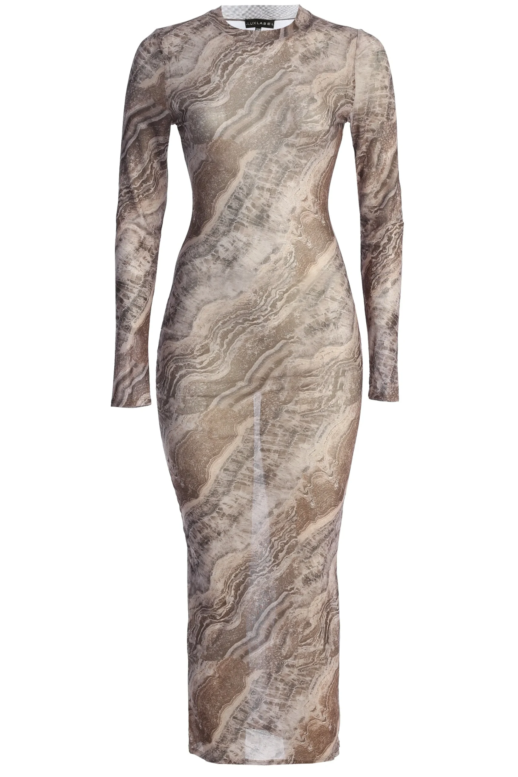Brown Multi Solana Mesh Maxi Dress*JLUXLABEL Fashion