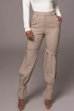 Brown Refined Belted Leg Pants*JLUXLABEL Clearance