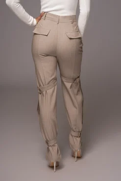 Brown Refined Belted Leg Pants*JLUXLABEL Clearance