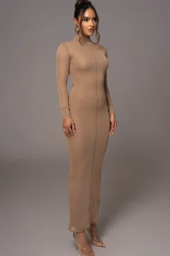 Camel Fame Mock Neck Maxi Dress*JLUXLABEL Hot
