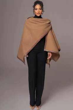 Camel Felt And Faux Leather Shawl*JLUXLABEL Online