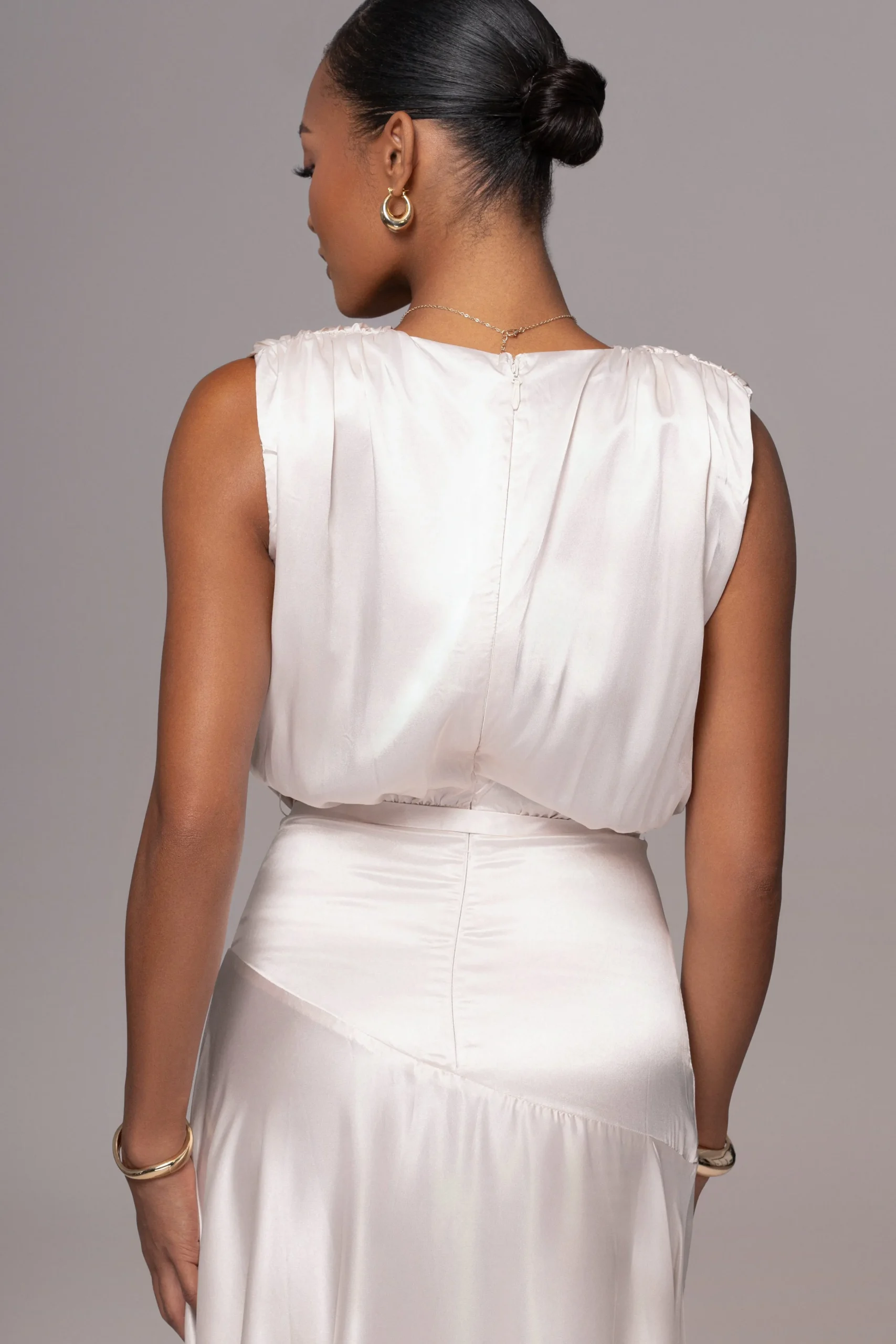 Champagne Amalia Satin Maxi Dress*JLUXLABEL Outlet