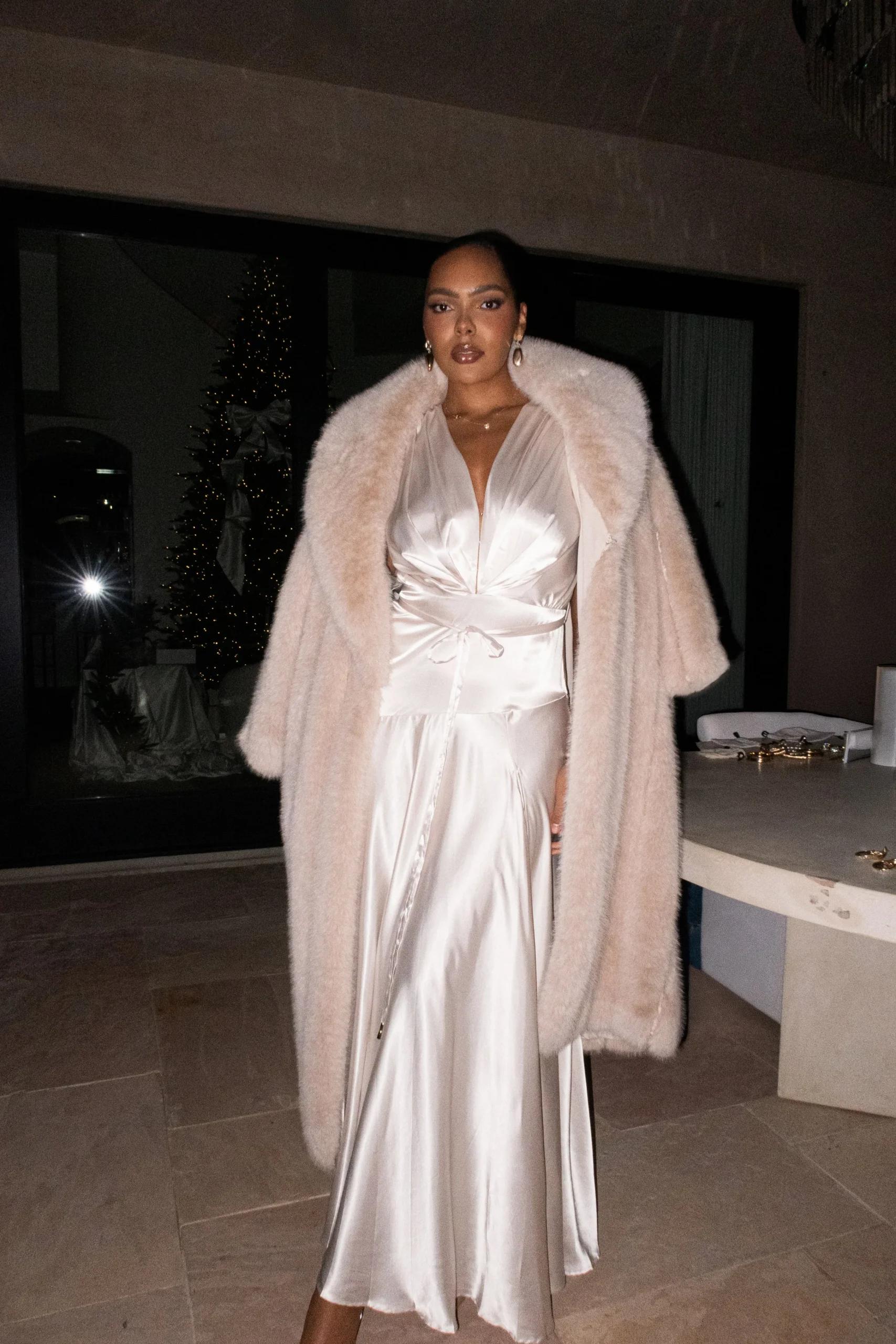 Champagne Amalia Satin Maxi Dress*JLUXLABEL Outlet