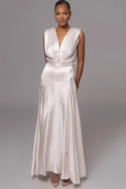 Champagne Amalia Satin Maxi Dress*JLUXLABEL Outlet