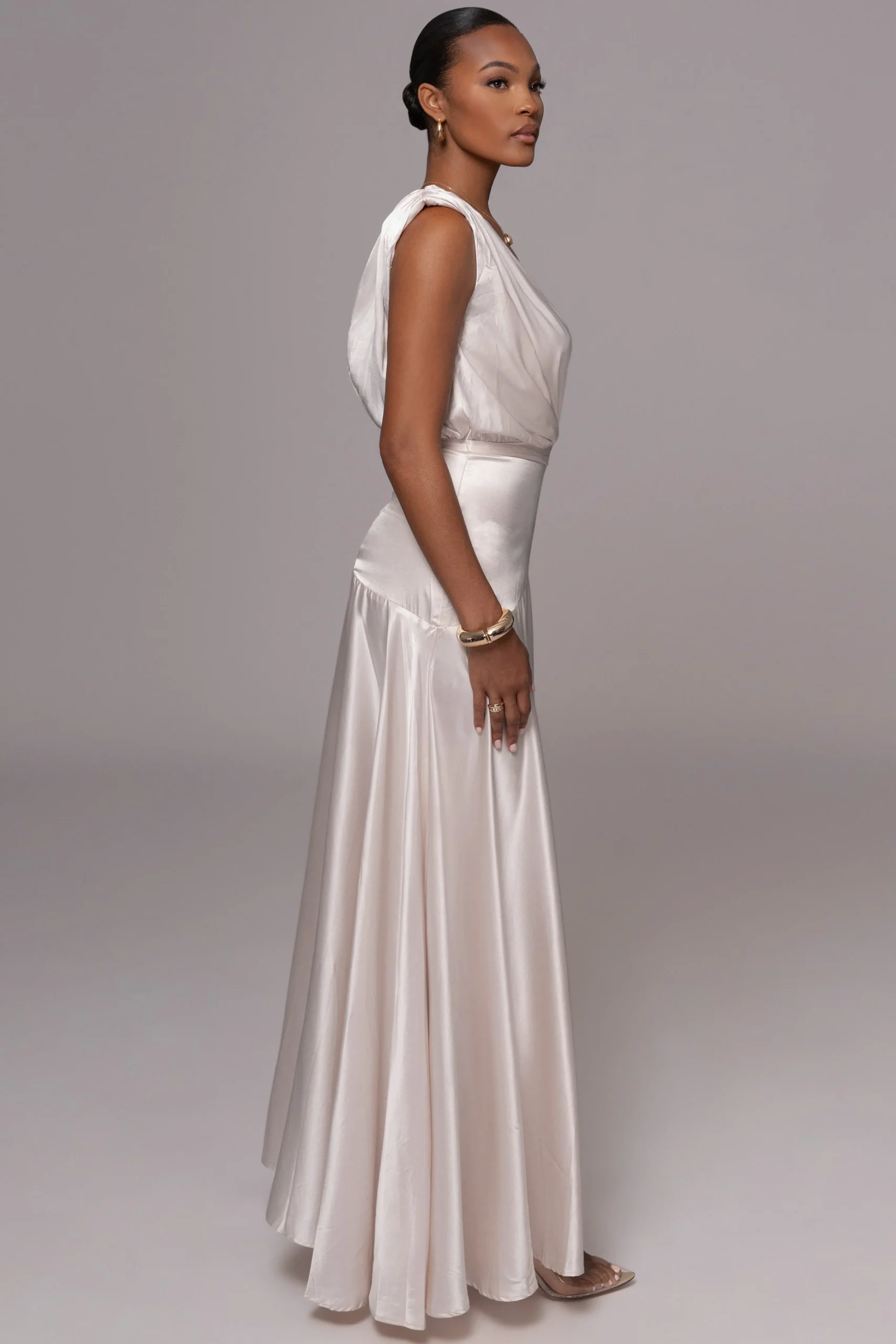Champagne Amalia Satin Maxi Dress*JLUXLABEL Outlet