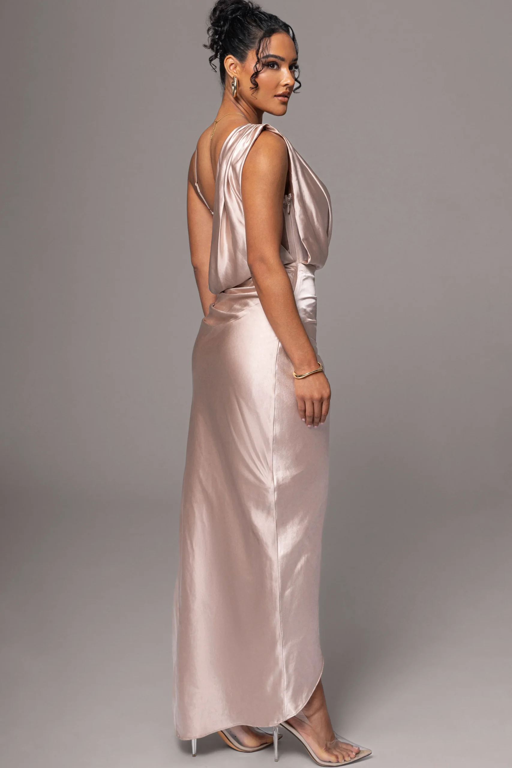 Champagne Anastacia Drape Maxi Dress*JLUXLABEL Online