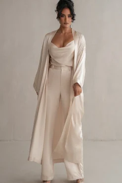 Champagne Forever And Always Satin Robe*JLUXLABEL Clearance