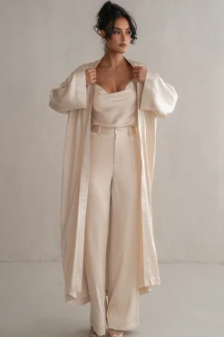 Champagne Forever And Always Satin Robe*JLUXLABEL Clearance