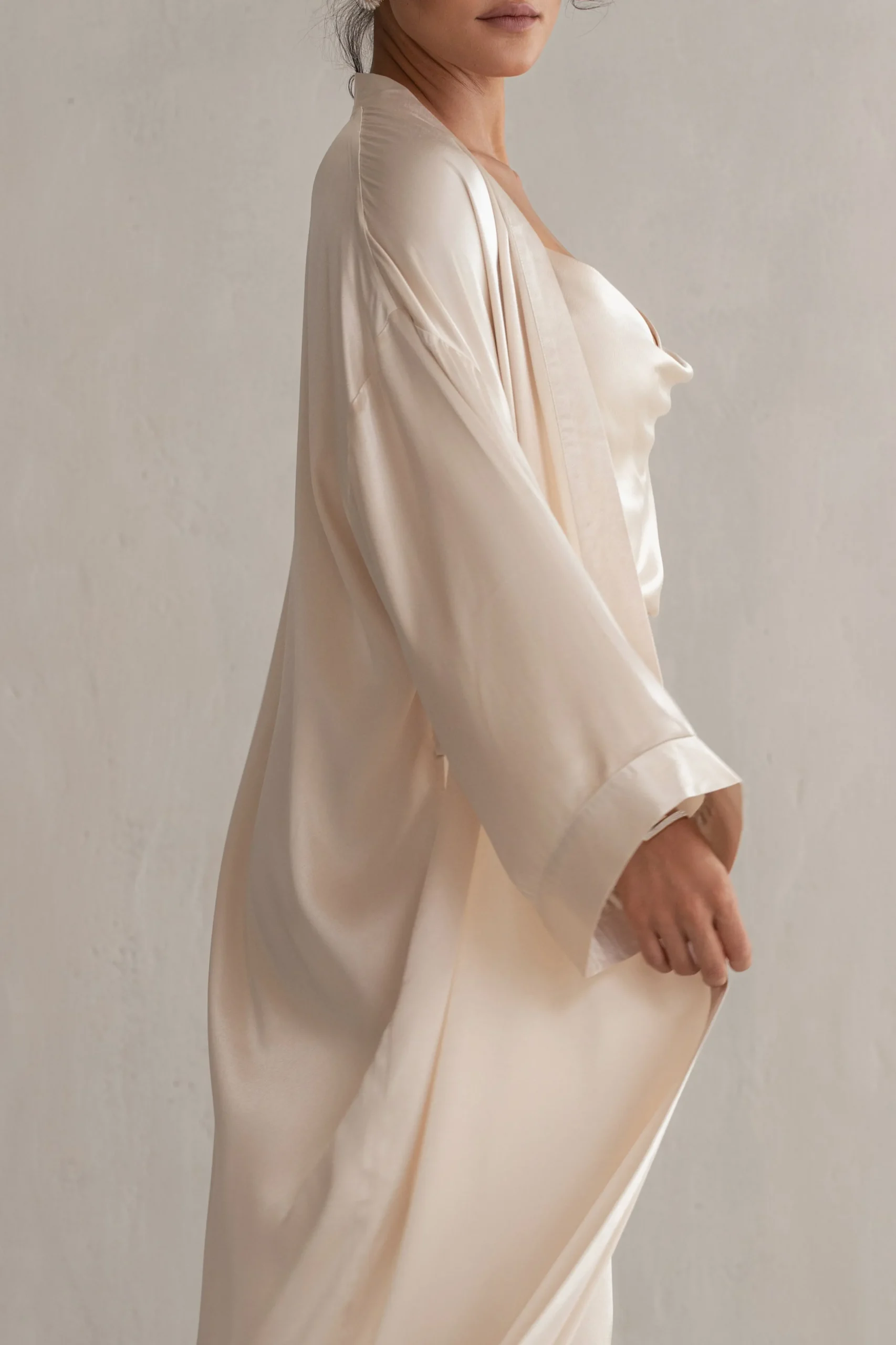 Champagne Forever And Always Satin Robe*JLUXLABEL Clearance