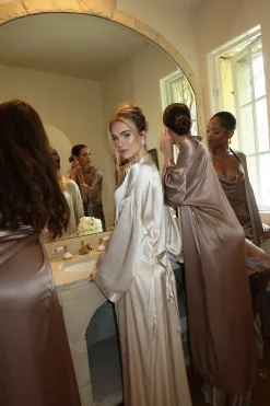 Champagne Forever And Always Satin Robe*JLUXLABEL Clearance