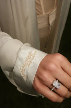 Champagne Forever And Always Satin Robe*JLUXLABEL Clearance