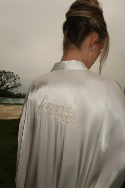 Champagne Forever And Always Satin Robe*JLUXLABEL Clearance