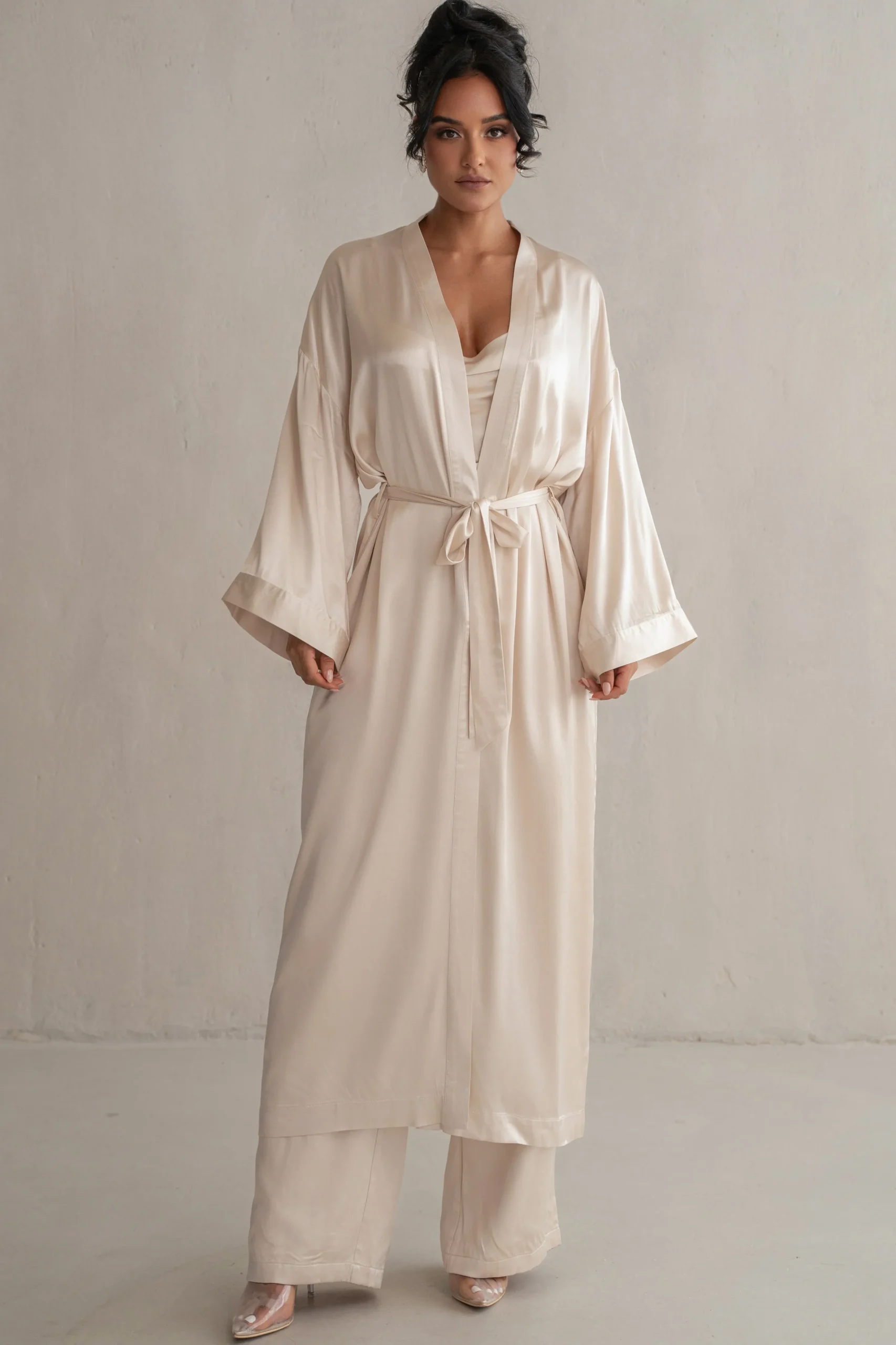 Champagne Forever And Always Satin Robe*JLUXLABEL Clearance