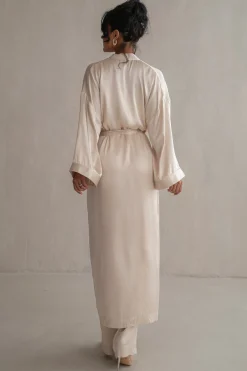 Champagne Forever And Always Satin Robe*JLUXLABEL Clearance
