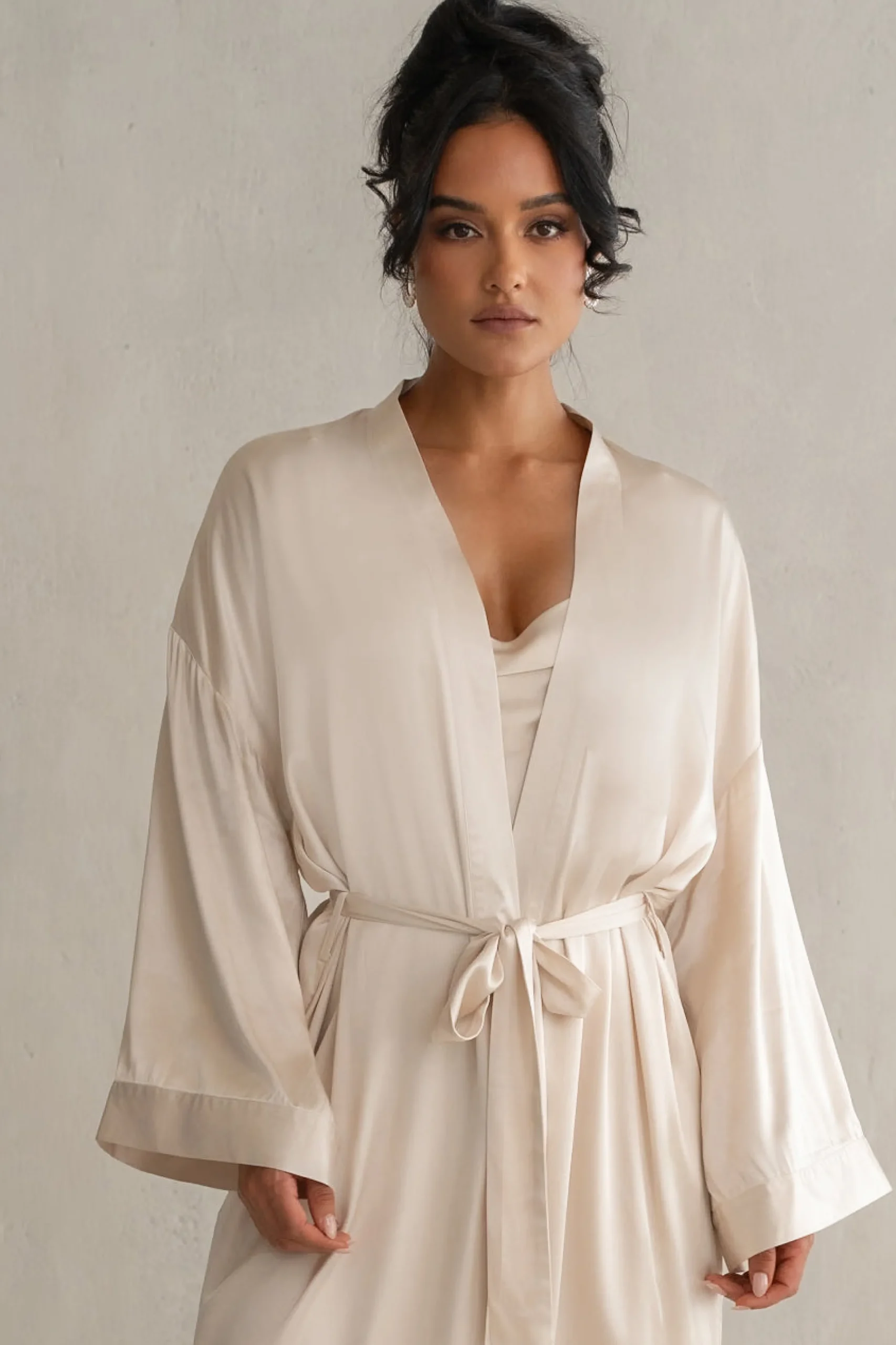 Champagne Forever And Always Satin Robe*JLUXLABEL Clearance