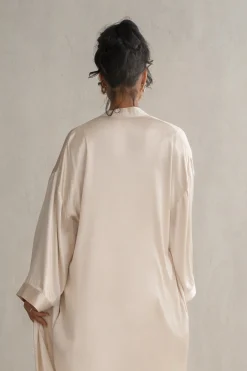 Champagne Forever And Always Satin Robe*JLUXLABEL Clearance