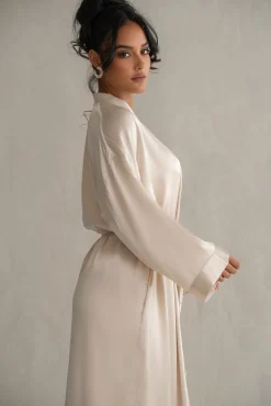 Champagne Forever And Always Satin Robe*JLUXLABEL Clearance