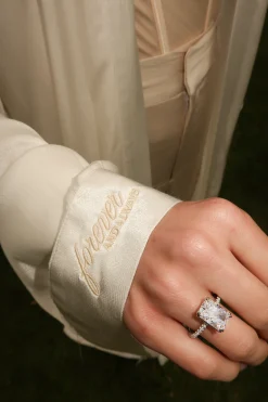 Champagne Forever And Always Satin Robe*JLUXLABEL Clearance