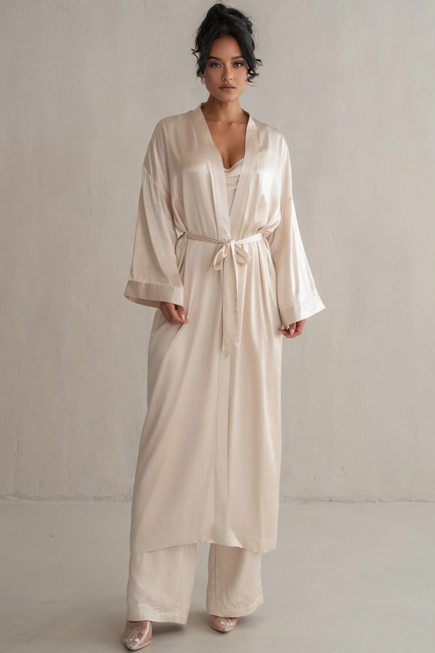 Champagne Forever And Always Satin Robe*JLUXLABEL Clearance