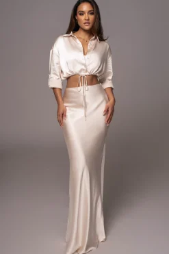 Champagne Kiah Button Up Top*JLUXLABEL Outlet