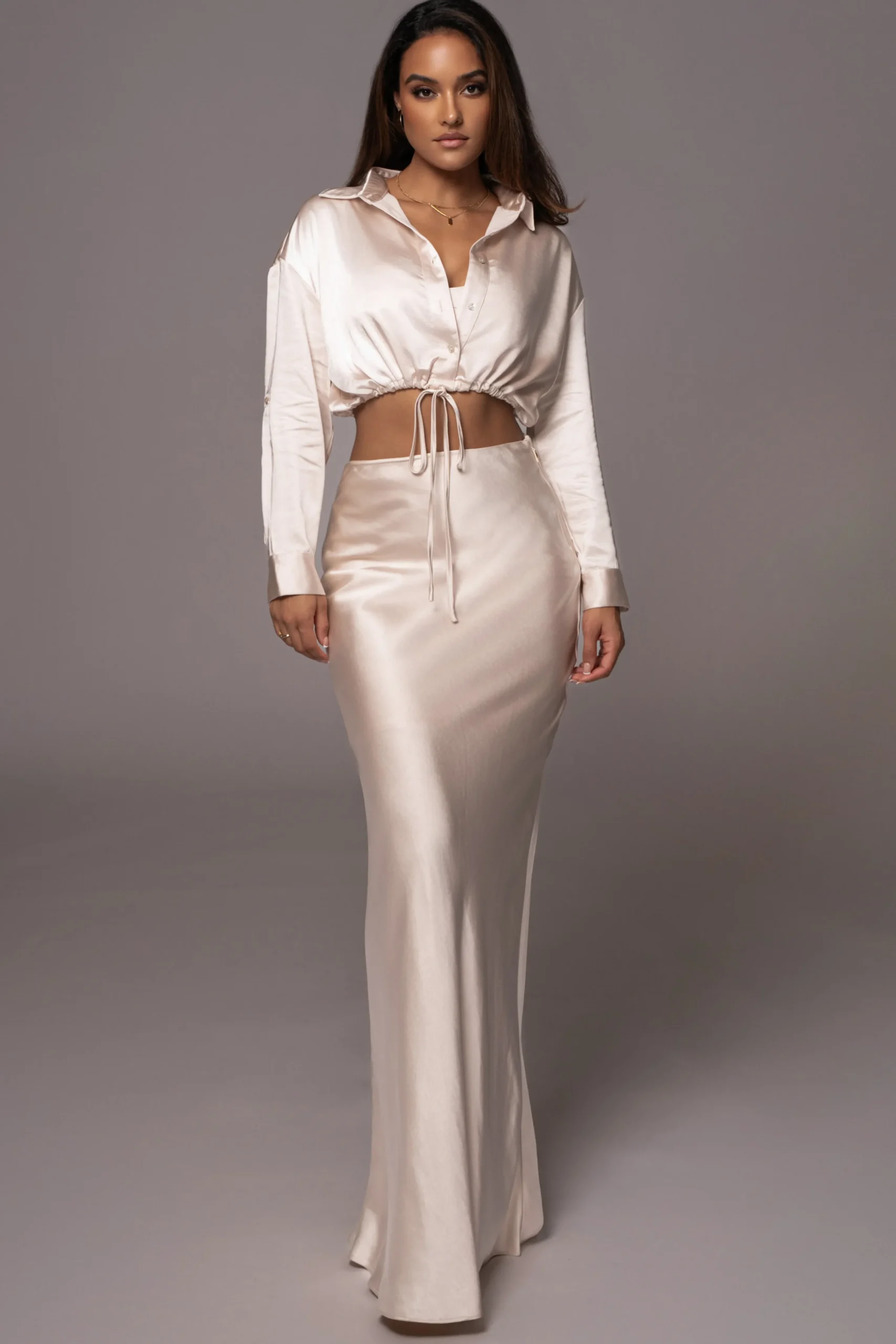 Champagne Kiah Button Up Top*JLUXLABEL Outlet