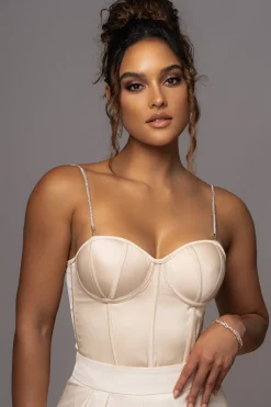 Champagne Leo Matte Satin Bustier*JLUXLABEL Fashion
