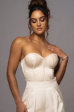 Champagne Leo Matte Satin Bustier*JLUXLABEL Fashion