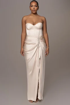 Champagne Leo Matte Satin Bustier*JLUXLABEL Fashion