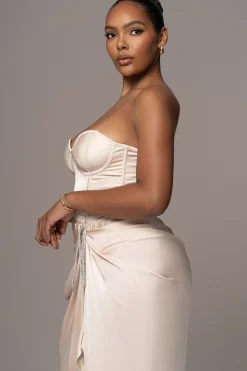 Champagne Leo Matte Satin Bustier*JLUXLABEL Fashion
