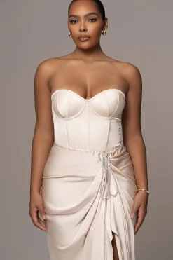 Champagne Leo Matte Satin Bustier*JLUXLABEL Fashion