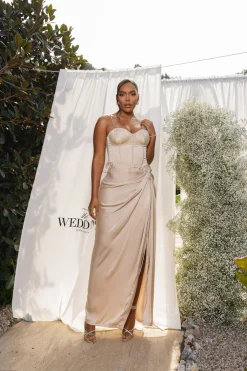 Champagne Leo Matte Satin Bustier*JLUXLABEL Fashion