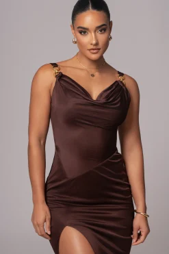 Chocolate Cowl Neck Chain Dress*JLUXLABEL Best