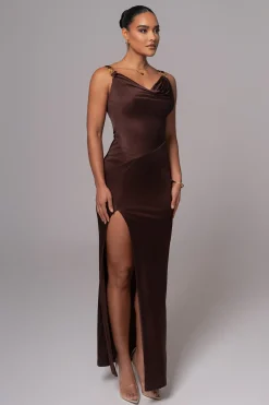 Chocolate Cowl Neck Chain Dress*JLUXLABEL Best