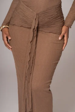 Chocolate Drape Mock Neck Dress*JLUXLABEL Fashion