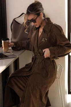 Chocolate Elite Suede Coat*JLUXLABEL Sale