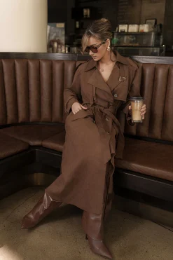 Chocolate Elite Suede Coat*JLUXLABEL Sale