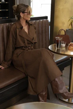 Chocolate Elite Suede Coat*JLUXLABEL Sale