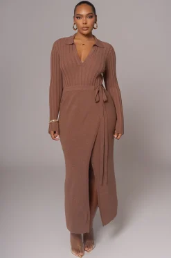 Chocolate Emma Knit Maxi Dress*JLUXLABEL Outlet