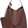 Chocolate Faux Leather Bag Set*JLUXLABEL Clearance