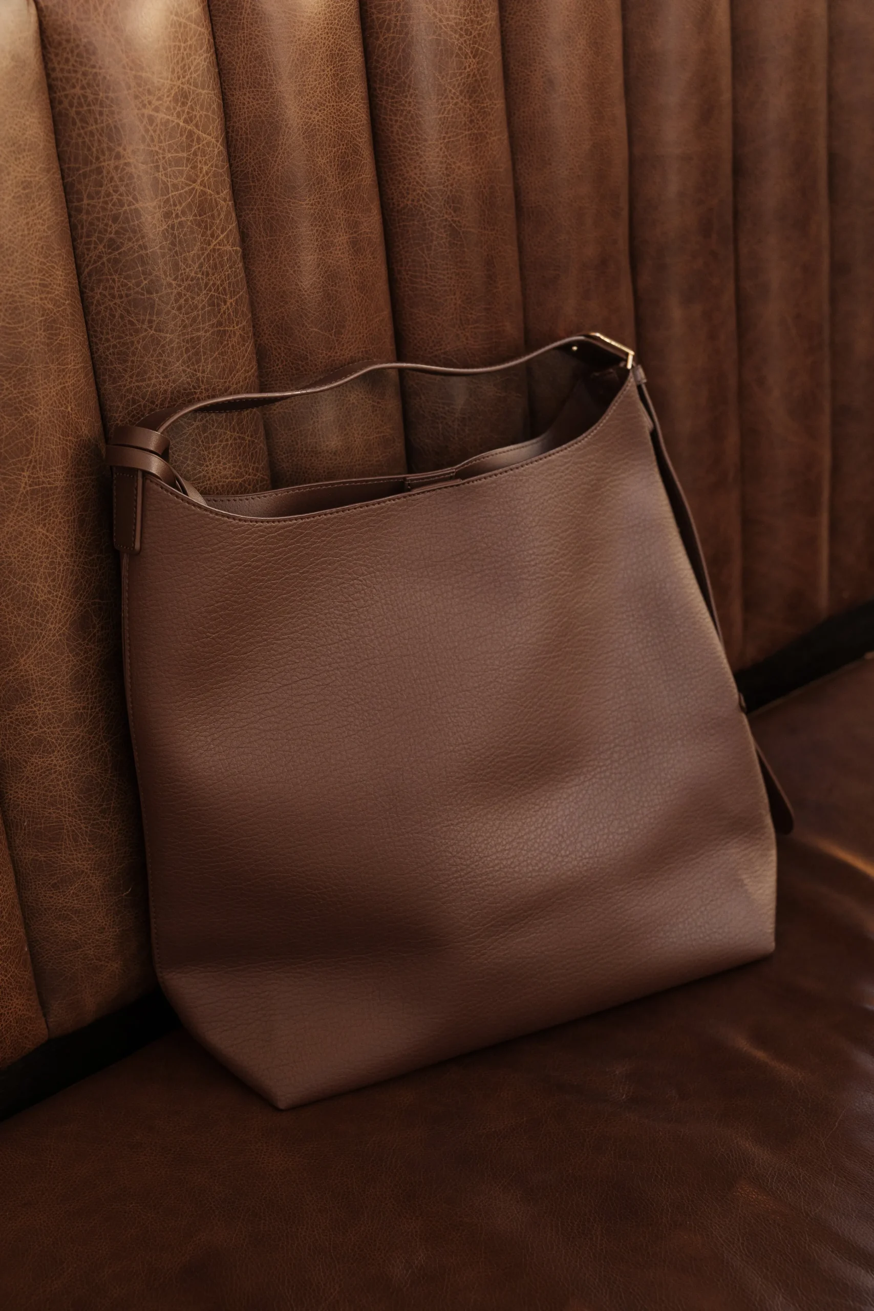 Chocolate Faux Leather Bag Set*JLUXLABEL Clearance